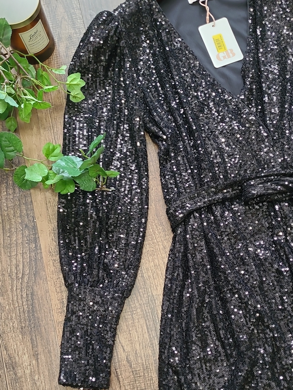 Black Sequin Mini Dress  NWT - Picture 2 of 9